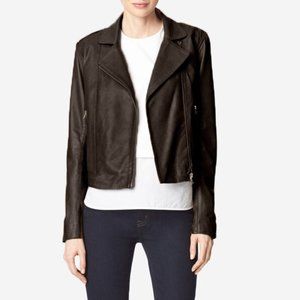 Cole Haan Textured Dark Walnut Lambskin Moto